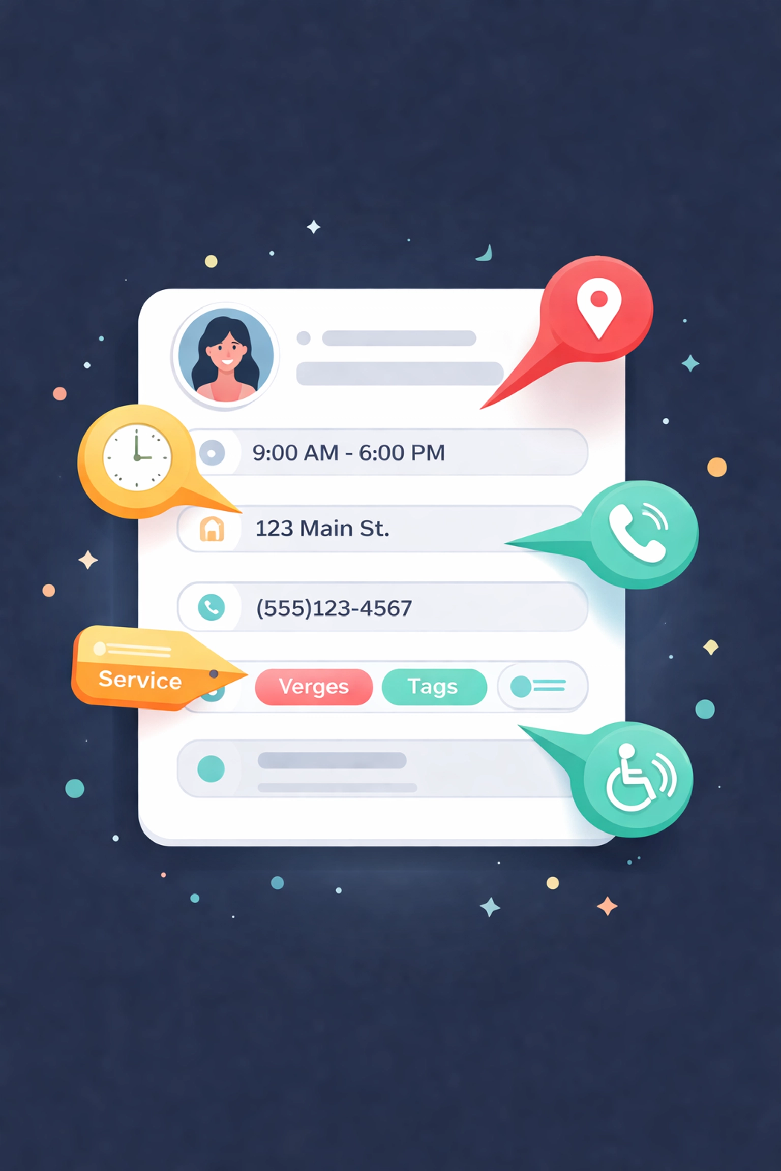 Digital profile card filled with business information fields highlights completing your Google Business Profile for marketing agency Chattanooga success