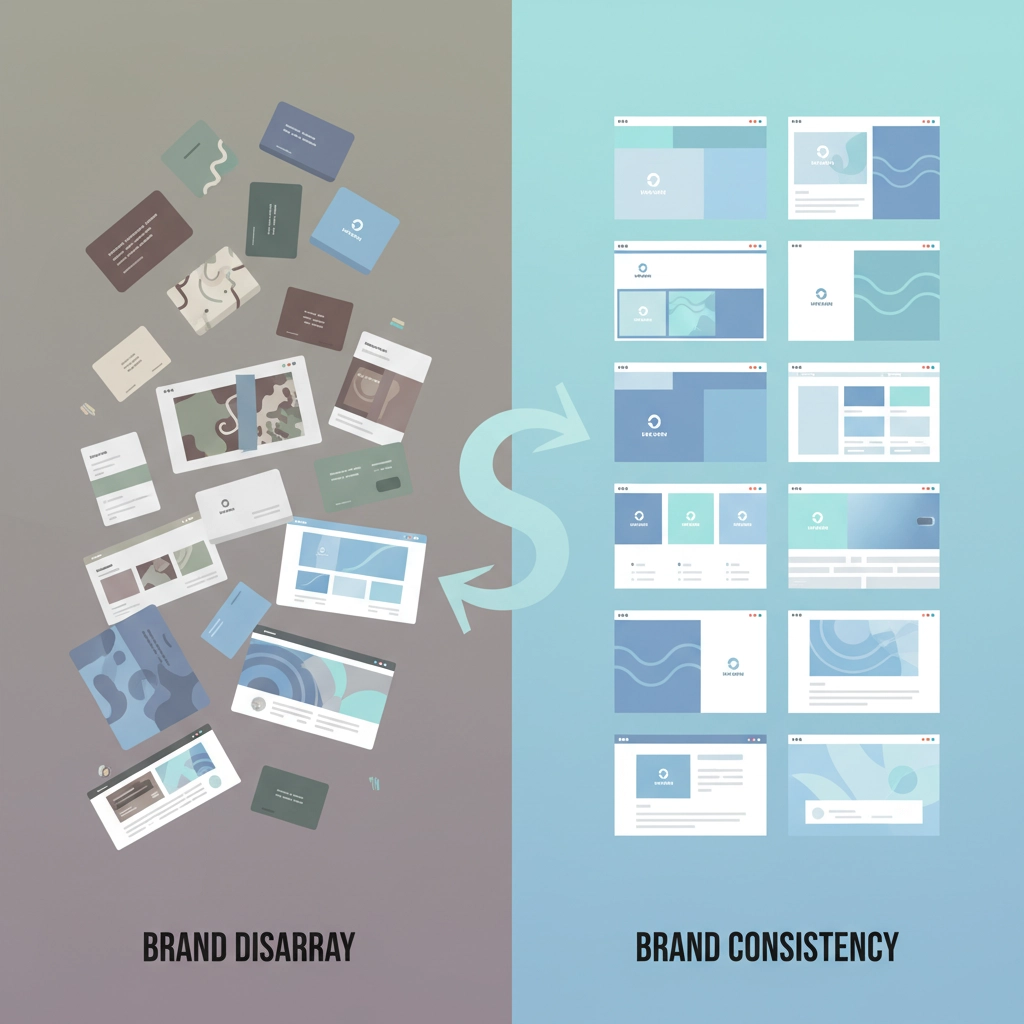 Brand consistency comparison across digital platforms showing the revenue impact of inconsistent branding