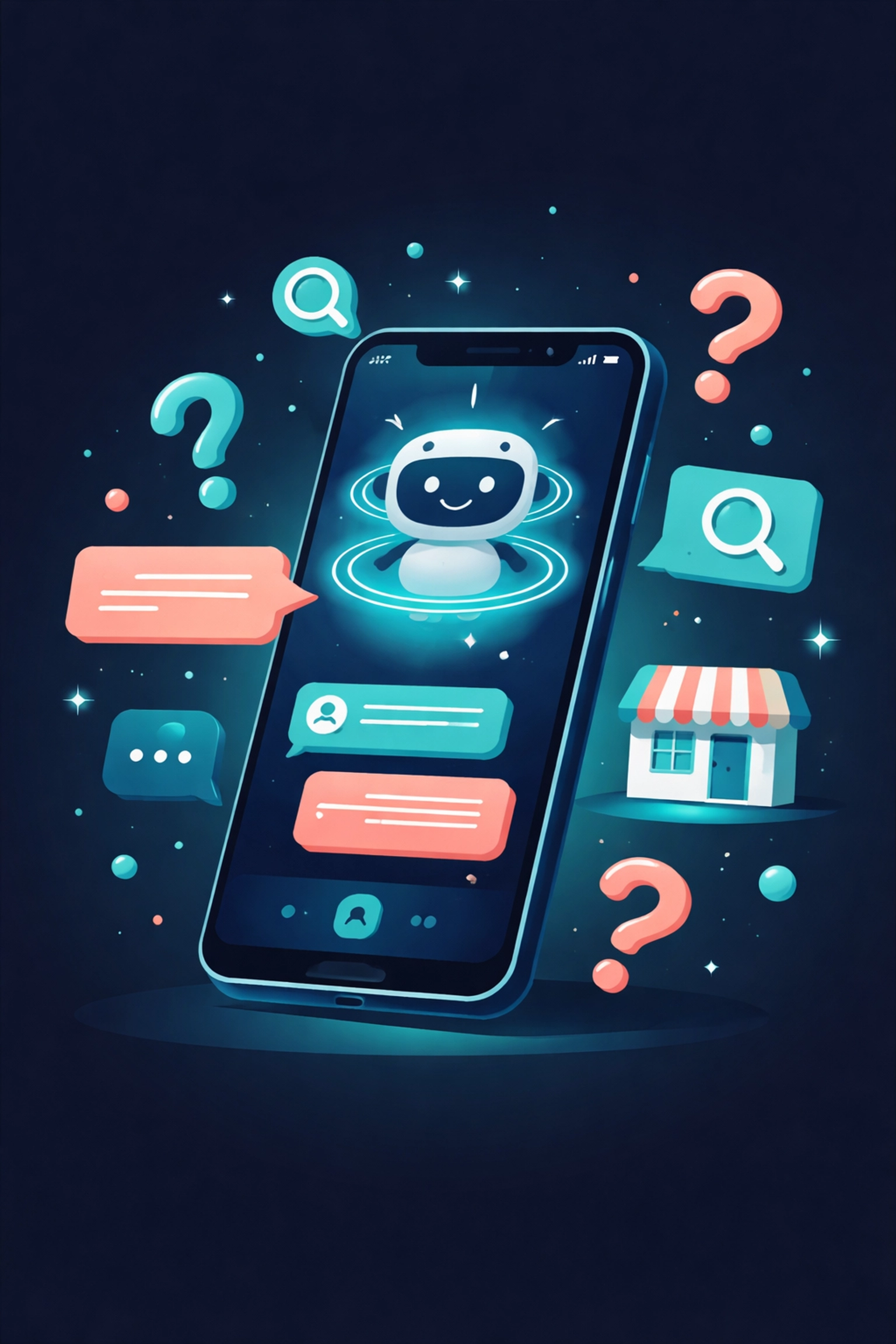 Illustration of an AI assistant recommending local businesses, highlighting the importance of AI search for Chattanooga companies