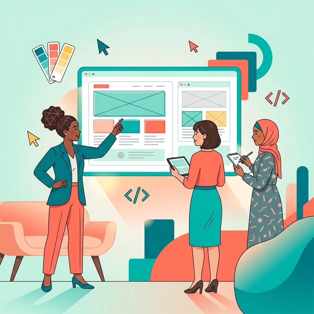 Female-led web design team collaborating on a Chattanooga small business website at Mediafy