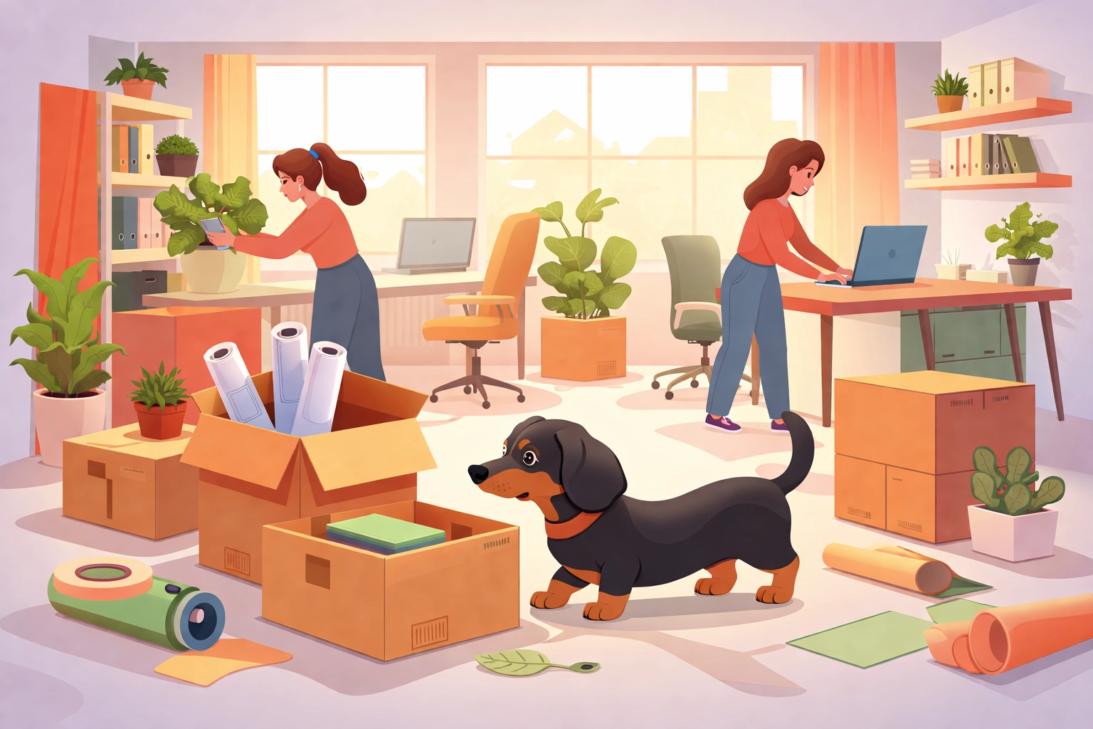 Mediafy office mid-renovation with team and dachshund illustrates behind-the-scenes of a Chattanooga digital marketing agency update