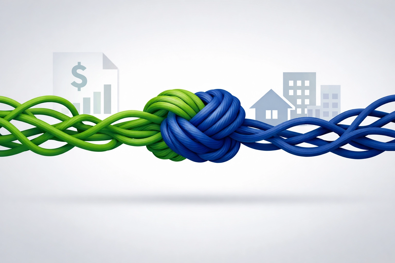 Tangled threads showing conflict of interest between accountant and landlord roles.