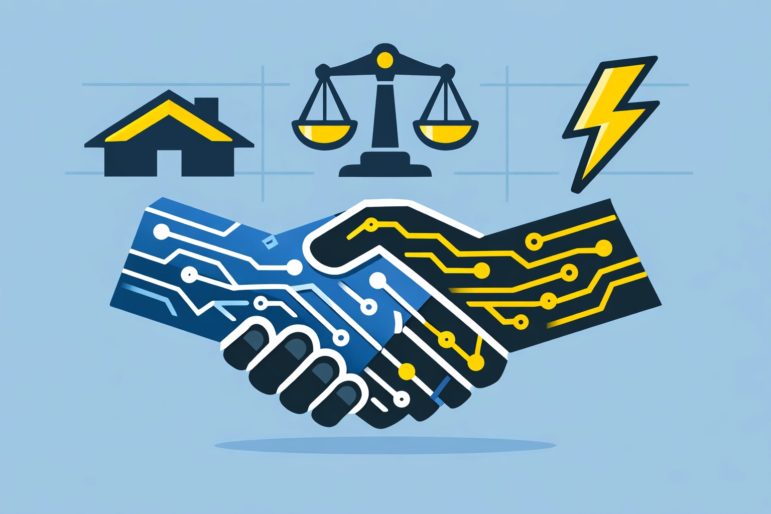 Sleek geometric handshake representing professional digital marketing partnerships in Chattanooga.